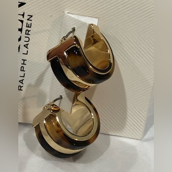 Lauren Ralph Lauren tortoiseshell half moon cuff earrings‎ brand new - Picture 3 of 16